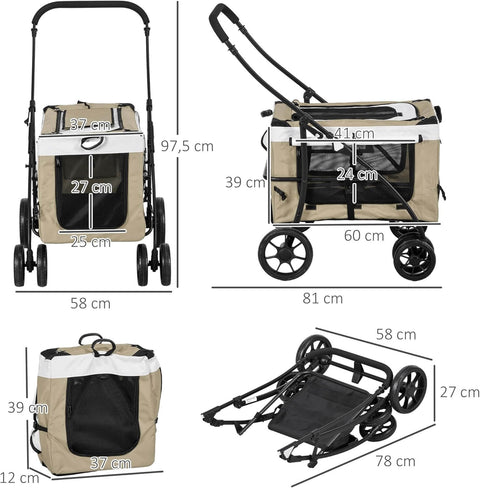 Passeggino 2 in 1 per cani di piccola taglia 