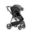 Black stroller on a white background
