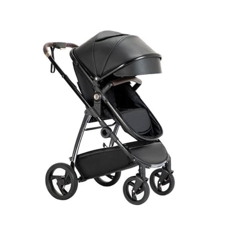Black stroller on a white background